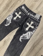Black And White Urban Couture Cross Men Jeans 