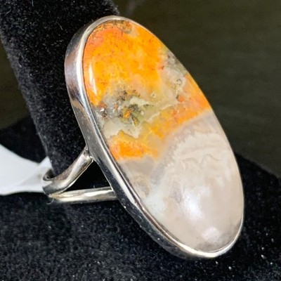 Handgefertigter Sterlingsilber Hummel Jaspis Ring Größe 8 oval aussagekräftig 1,25'' Spli