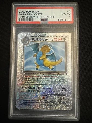 2002 POKEMON LEGENDARY COLLECTION #5 DARK DRAGONITE REVERSE FOIL PSA 4 ! CLEAN!