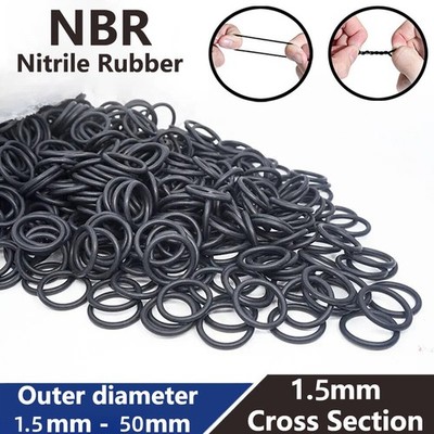 1.5mm Cross Section Nitrile Rubber O-Rings Seals 4mm - 50mm OD O Ring Sealing