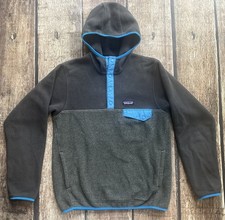 PATAGONIA SYNCHILLA T-SNAP HOODIE TRI-COLOR GRAY BLUE MENS SIZE SMALL EXCELLENT