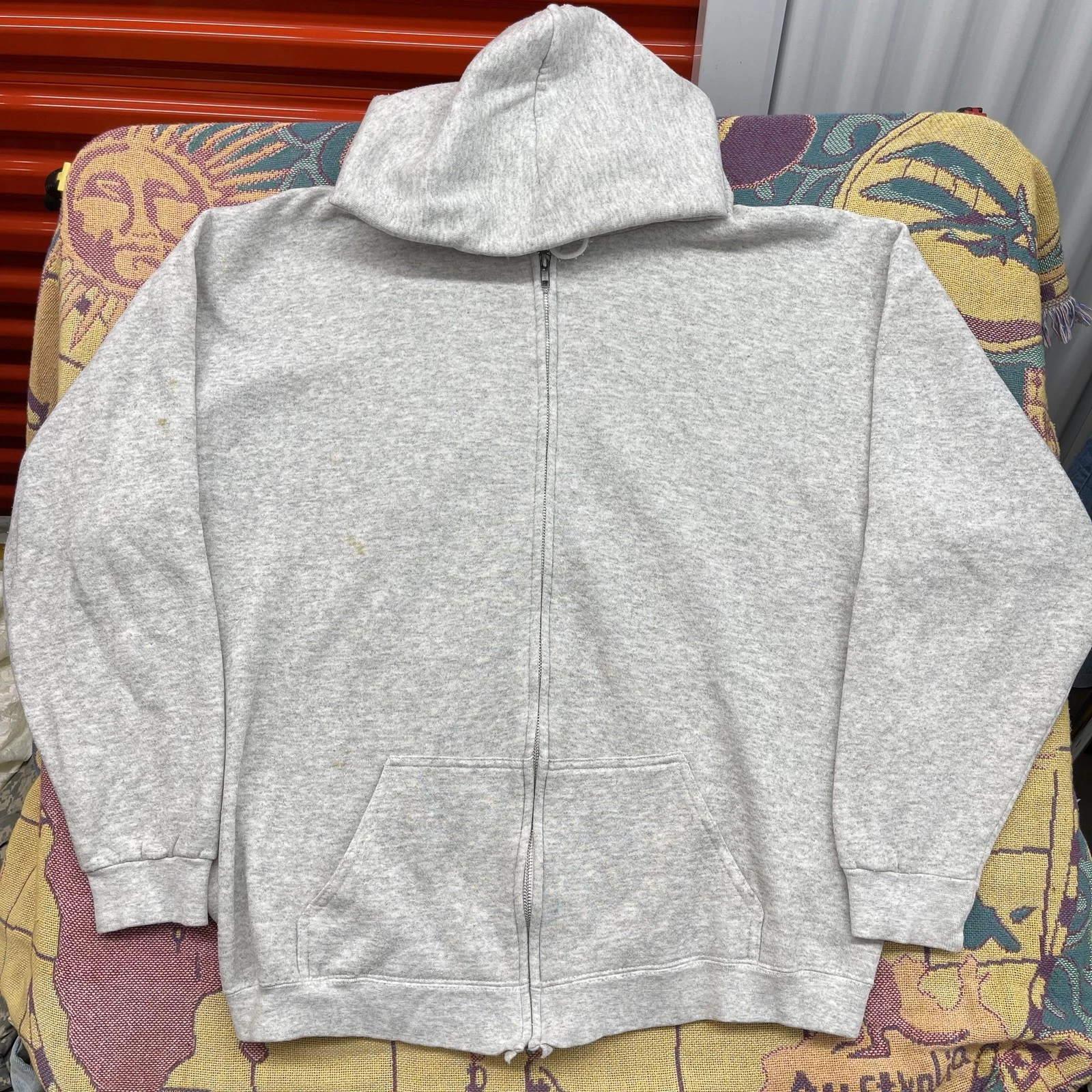 Vintage Honors Hoodie Sweatshirt Full-Zip jacket, Mens XL Gray, Made In USA 90s