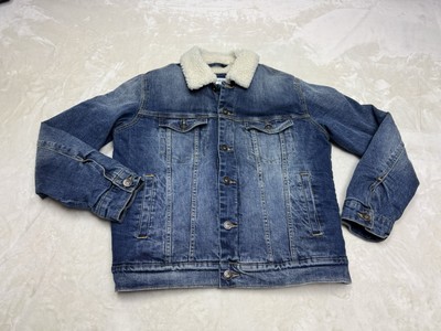 Gooodfellow Jacket Mens Large Blue Jean Sherpa Lined Coat