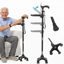 Folding Cane with Stand Assist Aid for Elderly, 195 cm, Black