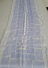 Vtg Vera Neumann sheer scarf Silk blend Blue White Geometric design hand rolled
