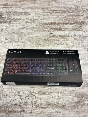 CHONCHOW Gaming Keyboard & Mouse Wired Rainbow Backlight Suspension Keycaps