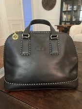 Vintage Valentino Purse Genuine Leather Black White Stitching. Rare!  Beautiful!
