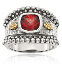 925 Sterling Silver Cushion-Cut Garnet Ring