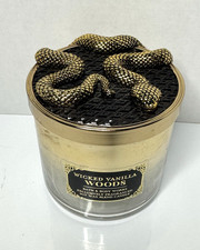 Bath  Body Works Wicked Vanilla Woods Empty Candle Jar Snake Lid Halloween Rare