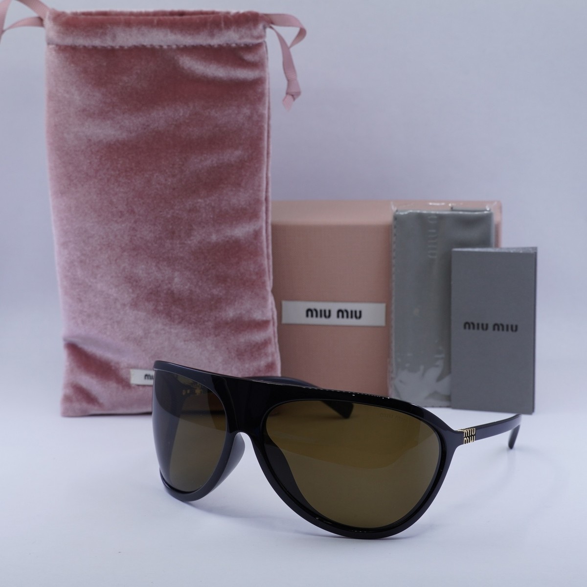 Miu Miu 55mm Rectangular Sunglasses - Original Packaging Miu Miu 0MU 13ZS Sunglasses 16K5S0 Black - eye-oo.com main image 4