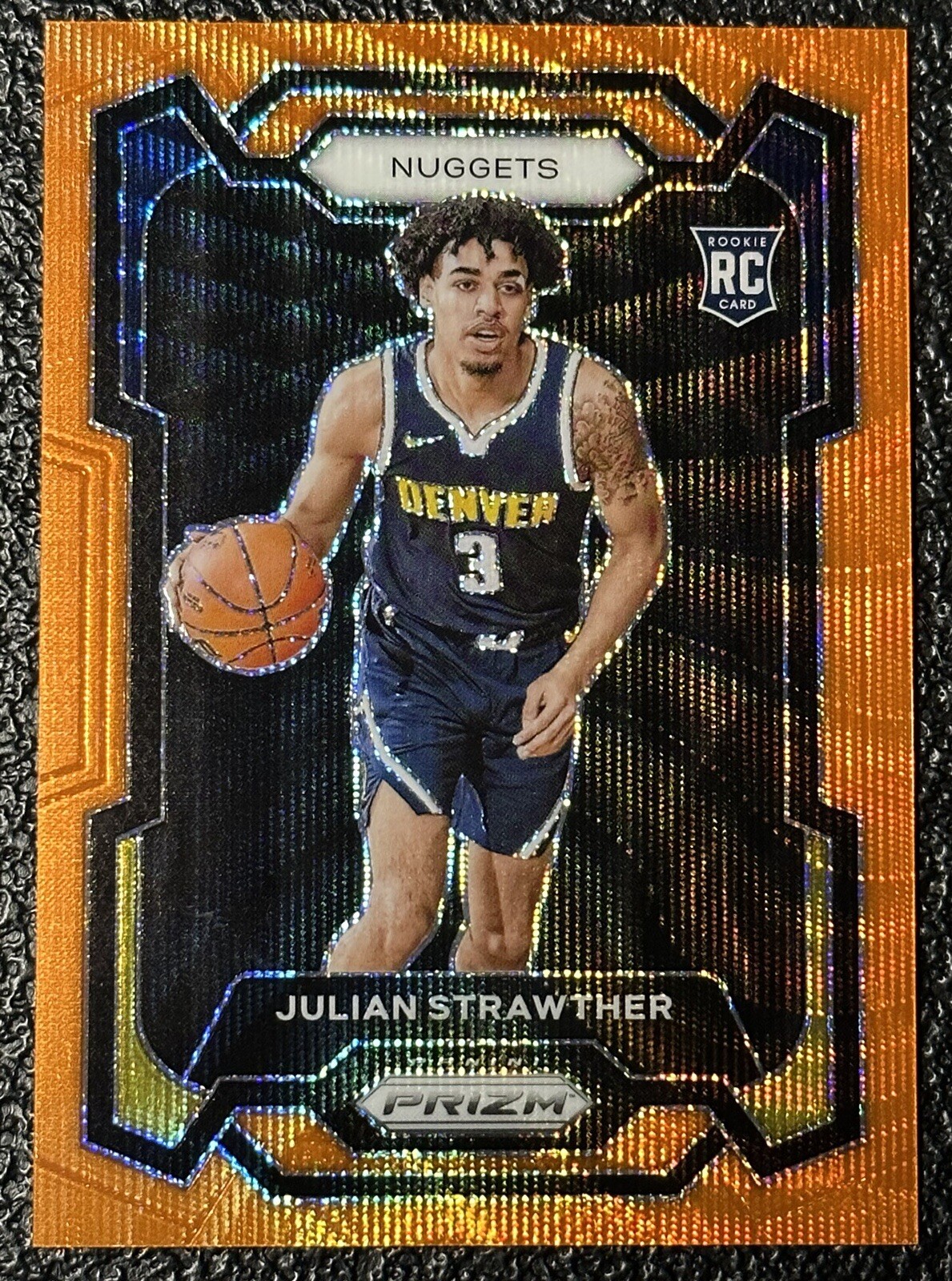 2023-24 Julian Strawther Panini Prizm Orange Wave /60 Rookie RC SP Nuggets #133