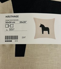 IKEA Hästhage Kissenbezug beige schwarz Dala Pferd 50x50cm 505.492.71 NEU OVP