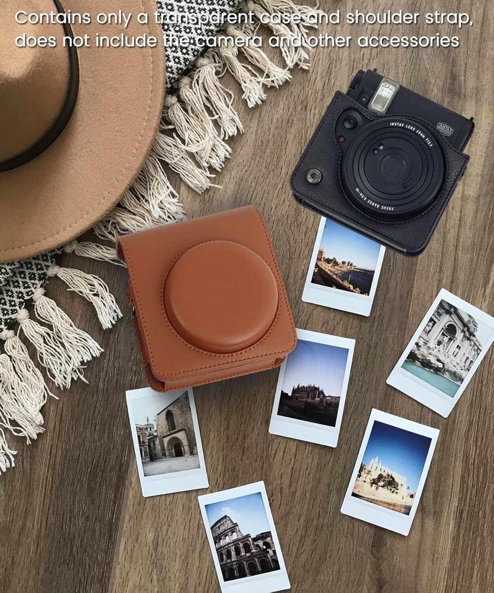 Fintie Custodia per Fujifilm Instax Mini 9 / Mini 8 & 8+ Fotocamera Istantanea - Protettiva Borsa in Cristallo PVC con Tracolla Regolabile, Shining Transparent