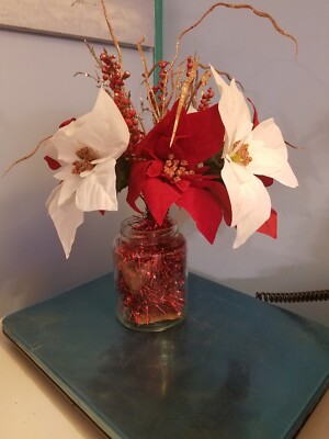 Handmade Table Decor I made this with a  recycled glass jar and assorted...