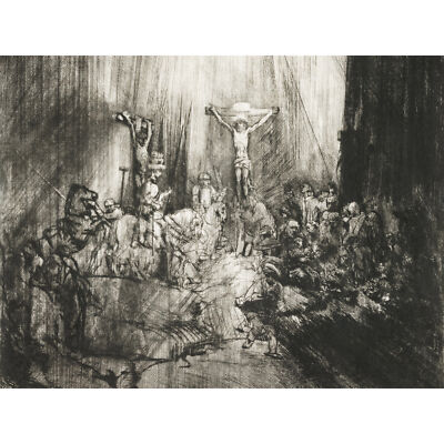 Rembrandt Christus gekreuzigt zwischen zwei Dieben extra großer Druck Leinwandbild