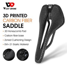 WEST BIKING Carbon Fiber 3D Printed Saddle Ultralight Road Bike Hollow Cushion