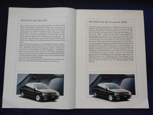 Peugeot 605 SRI SRTI SR 3.0 SRDT SV 3.0 SV 24 Prospekt 07.1992 - Picture 2 of 5