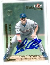 Lee Stevens autographed Baseball Card (Expos) 2001 Fleer Triple Crown #129