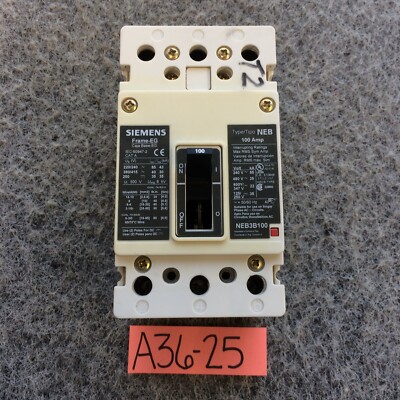 NEB3B100 SIEMENS 3 Pole 100 AMP MOLDED CASE CIRCUIT BREAKER ( WITH FLAW PIC.#2 )