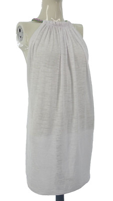 Pitusa Strand Cover Up Kleid Ägäis Weiß Tunika Boho Mini Neckholder One Size