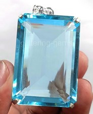 Natural Blue Aquamarine 235.80 Ct Emerald Cut 925 Silver Pendant Loose Gems 5MSG