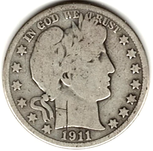 1911 Barber Half Dollar grades in GOOD condition ~    stk v 6