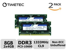 Timetec 2x4GB DDR3 1333MHz PC3-10600 Non-ECC 1.5V 2Rx8 SODIMM Laptop Memory RAM