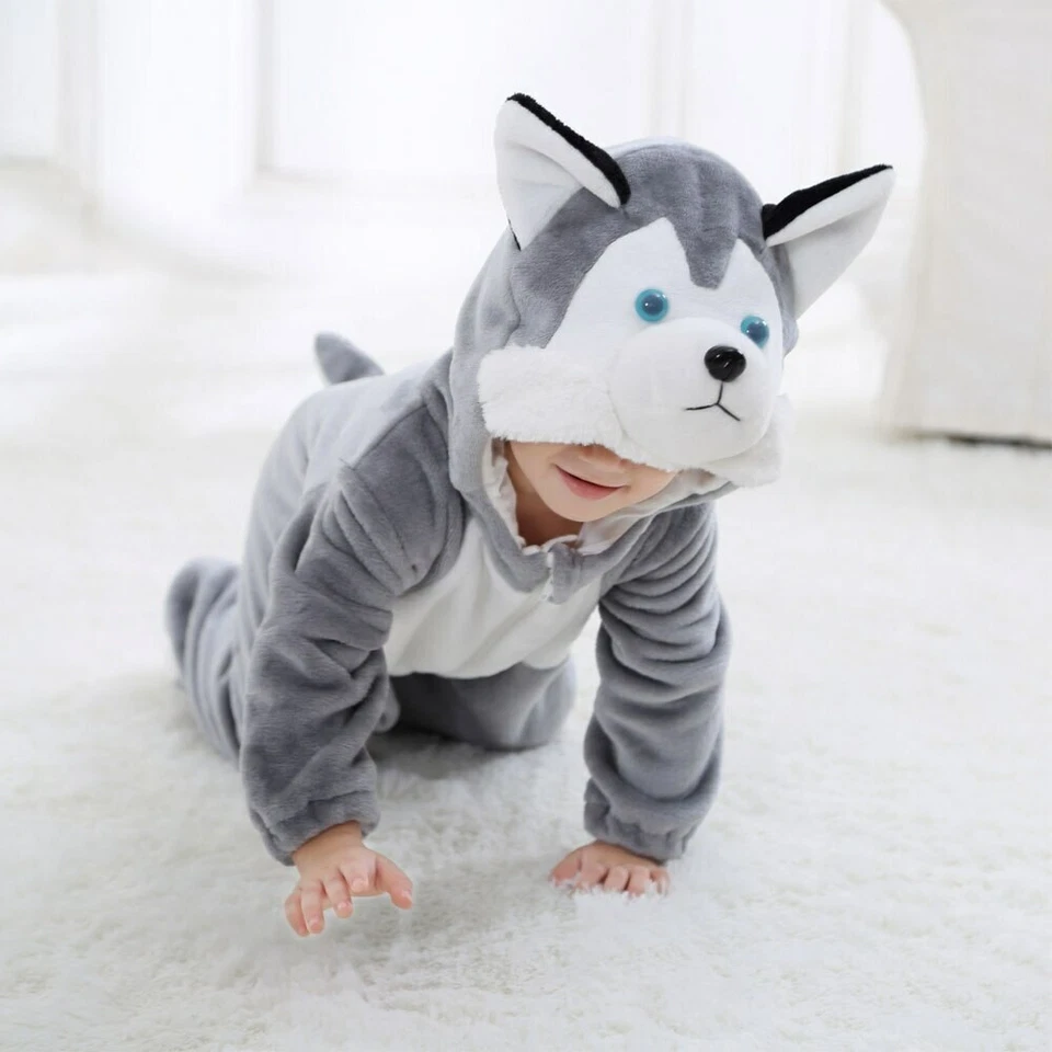 Bebé Husky Perro Disfraces Mamelucos Bebé Niño Pequeño Invierno Pijama Conjunto Halloween Foto 2 de 4