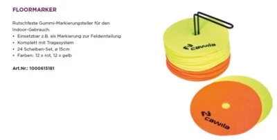 Cawila Floormarker 24er Set gelb/orange Markierungsscheiben Schule Indoor Handba