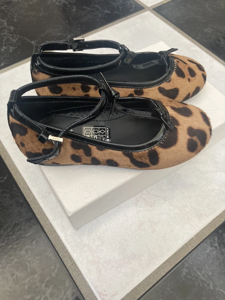 NUEVO EN CAJA 100 % AUTÉNTICO Gucci Niñas Pequeñas Correa Pelo de Poni Ballet Planos $310 Foto 4 de 4