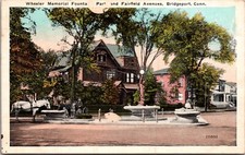 Bridgeport Connecticut Wheeler Fountain Park Fairfield Ave. Horse Postcard 2M Bridgeport Connecticut Wheeler Fountain Park Fairfield Ave. Horse Postcard 2M