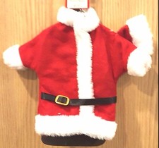 2pc Set Christmas Red Wine Bottle Santa Coat Hat Decor