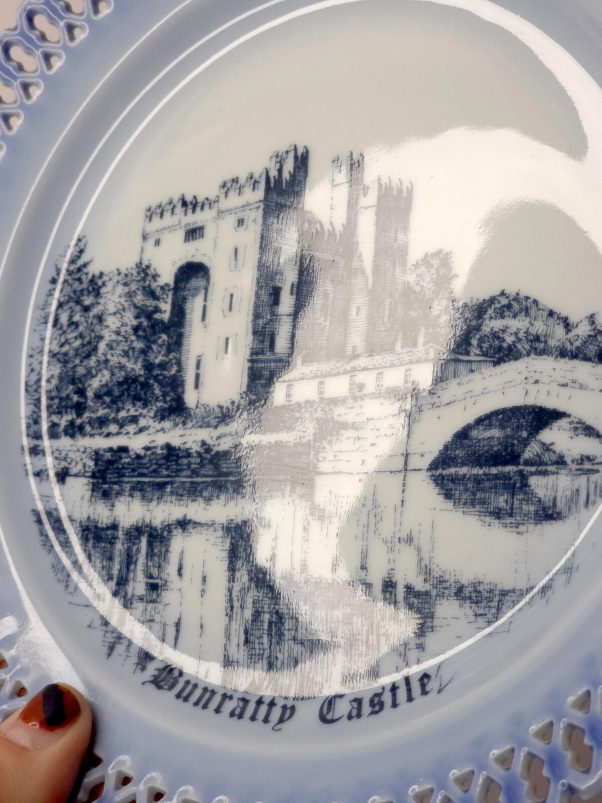 Vintage Bunratty Castle, Ireland Souvenir Plate B&G Porcelain Reticulated