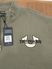 True Religion Men's Relaxed Mock Quarter Zip Sweatshirt Pullover Size L NWT