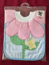 VINTAGE Mullin Square Kids Infant Floral Striped Butterfly BIB Multicolor New