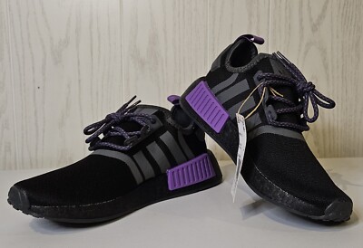 Youth Adidas NMD_R1 Boost J Black Purple Comfy Athletic Shoe GX5694  Size