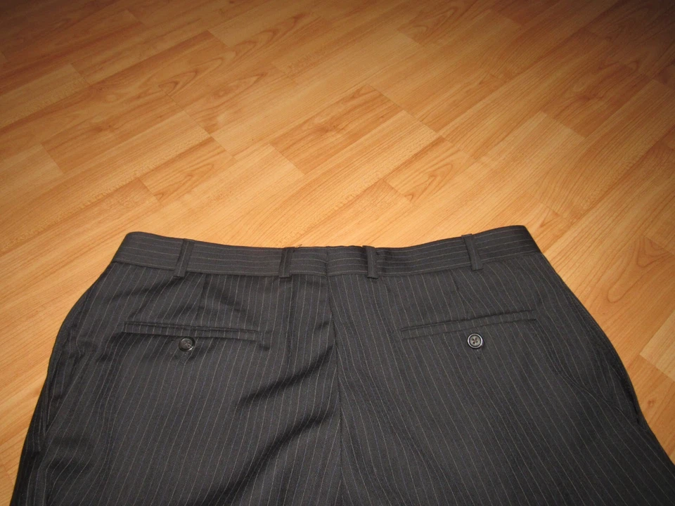 Pantalones de vestir a rayas grises puño plisado Ralph Lauren para hombre 35 X 32 (etiquetados 36 X 32) Foto 4 de 4