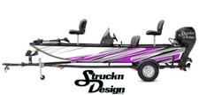 Graphic Purple Silver White Geometric Stripes Boat Wrap Fish Decal US Vinyl