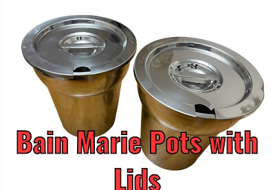 2 x Bain Marie runde Töpfe mit Deckel Gastronomie Suppentopf Kochtopf Edelstahl