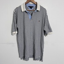 Tommy Hilfiger Mens Polo Shirt Size XL White Multicolor Striped Embroidered