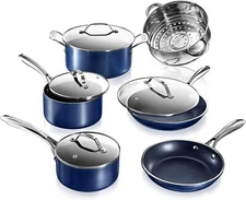 Granitestone Blue 10 Piece Ultra Nonstick Durable Pots and Pans Cookware Set