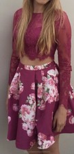 Sherri Hill Pink 2-Piece Floral Prom Dress Size 6