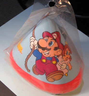 1988 Super Mario Nintendo Power Cone Shaped Party Hats New