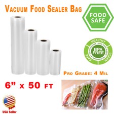 2 Pack Vacuum Sealer Rolls 6"x50' 4 Mil FoodSaver Style Food Bags Storage Magic