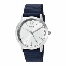 GUESS WATCH 39mm unisex STEEL case WHITE dial BLUE strap Men's Women's W0976G2