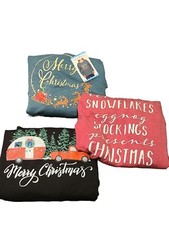 State of Mine Women's Merry Christmas Large Graphic Black Sweatshirt Lot Of 3