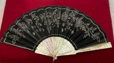 ANTIQUE MOTHER OF PEARL AND HAND PAINTED HAND FAN IN YOUR BOX