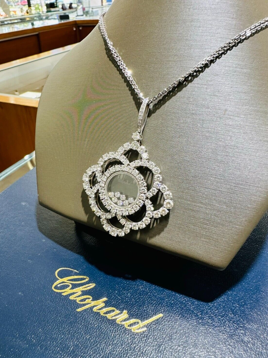 Chopard Happy Diamonds Flower Pendant Necklace 18K White