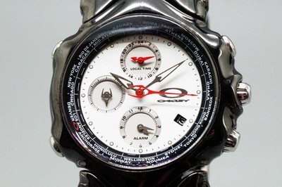 *Near MINT* OAKLEY GMT Alarm Chronograph 42mm Black World Time Men Quartz Watch