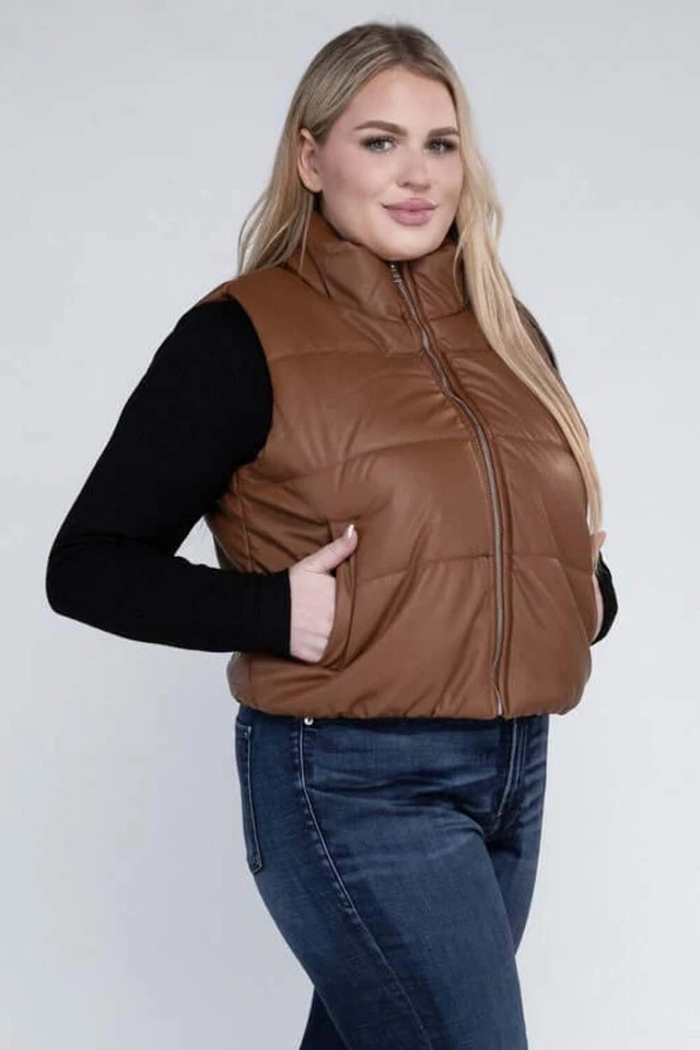 Stylish Plus Size Puffer Vest Jacket - Cozy & Functional - Image 2 of 4